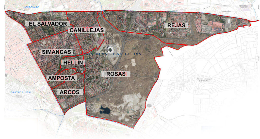 Plano del distrito SBC con nombres de los barrios